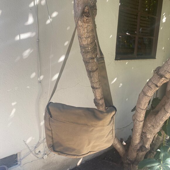 Sierra Club Tan Canvas Messenger Bag Crossbody with Adjustable Strap - Picture 13 of 14